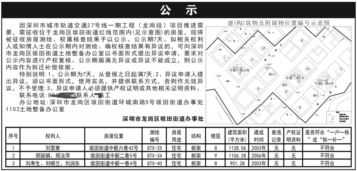 深圳市龙岗区坂田街道办事处公示_深圳登报遗失声明在哪里可以办