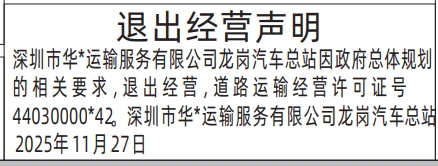 深圳登报商报报纸图：退出经营声明登报范本的图样
