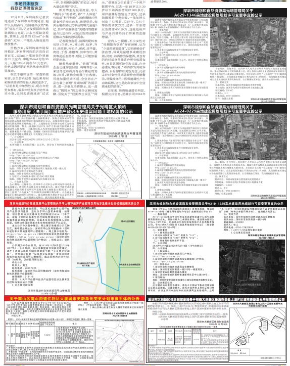 深圳登报商报报纸图：深圳市规划和自然资源局公示、公告登报范本的图样