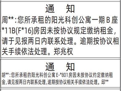 深圳登报深圳特区报报纸图：（房屋租赁）通知登报范本的图样